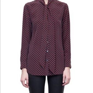 Equipment x Kate Moss Collarless Heart Silk Blouse